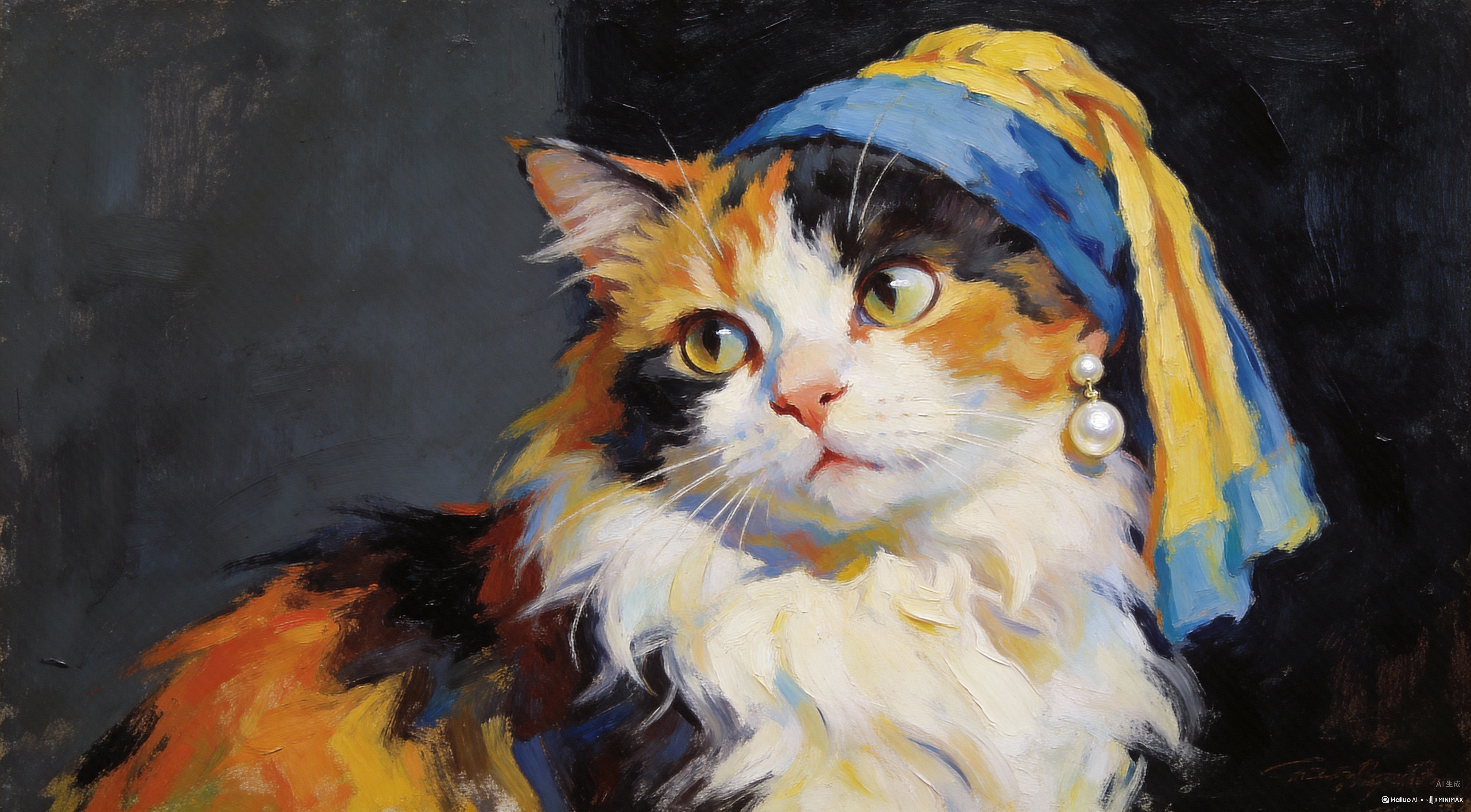 戴珍珠耳环的猫